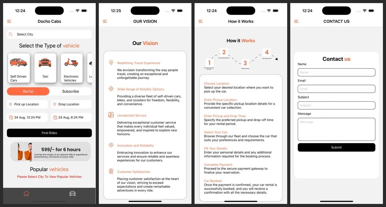 Docho Cabs - Mobile applicatoin